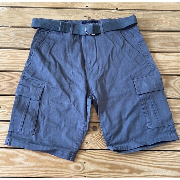 NWT Wicked Stitch Cargo Shorts Size 32 Men’s Grey Belted MSRP $36.50 - Picture 1 of 12